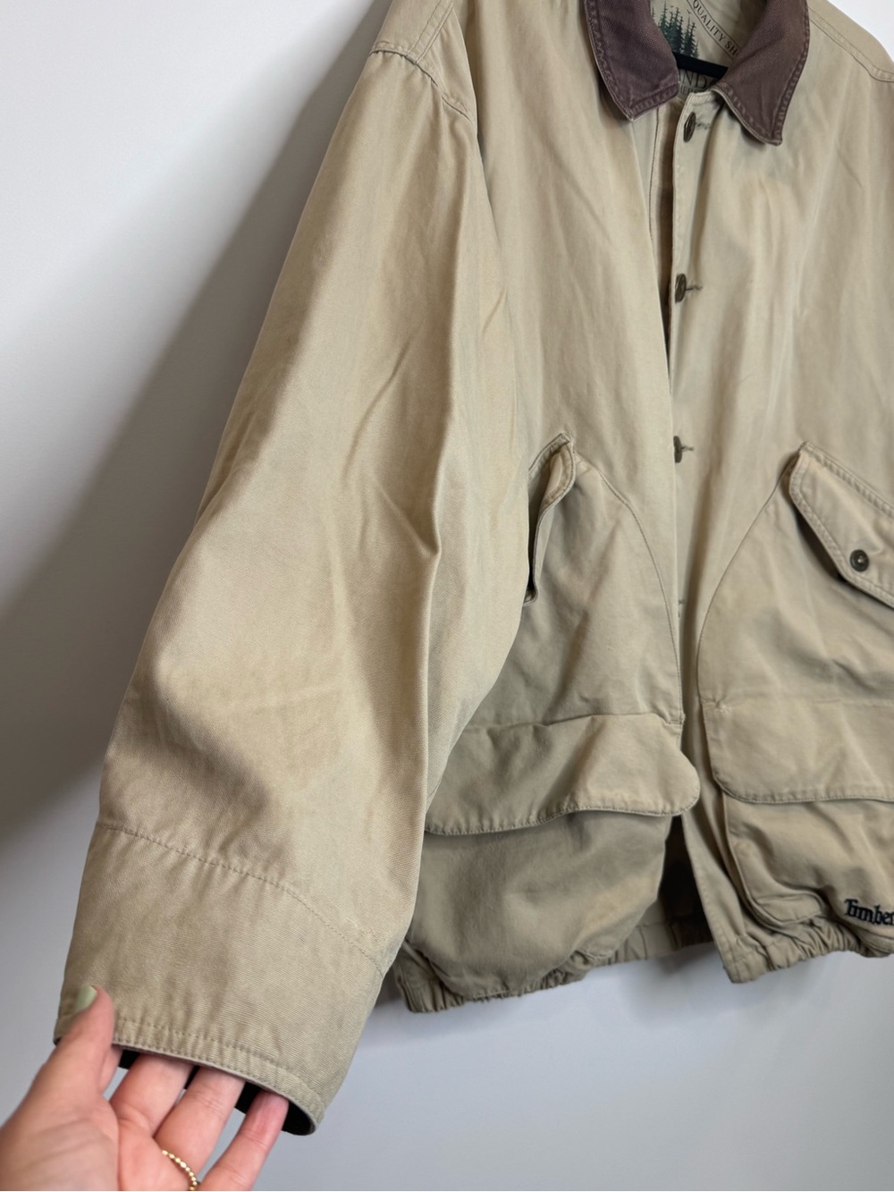 Vintage 1996 Timberland Rugged barn Jacket Beige Canvas Utility Coat pocket - Picture 12 of 15